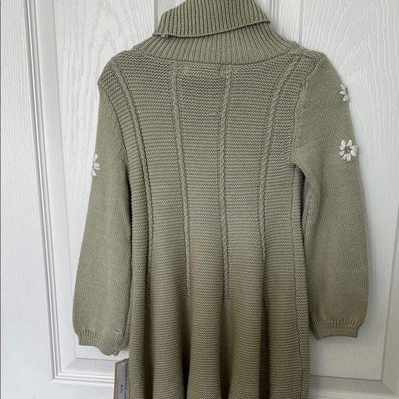 Green knit 2T boutique mock neck dress with matching headband (NWT) - Picture 4 of 8